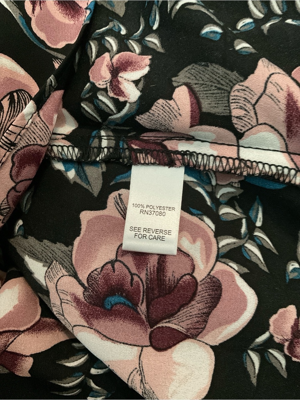 Cato Floral Pleated Blouse XL Black Pink Blue 3/4 Sleeve Preloved - Picture 5 of 5